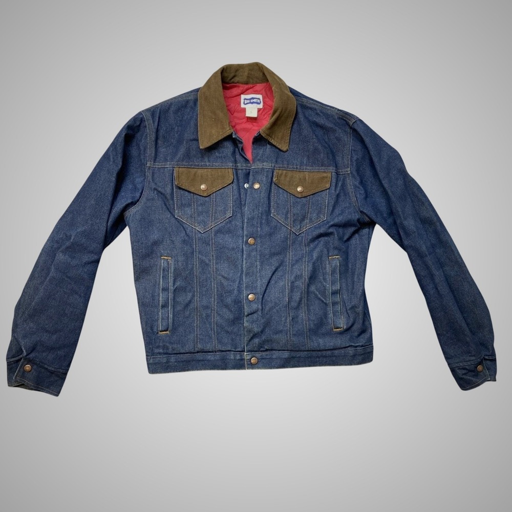Vintage Big Smith Denim Jacket Men's Large USA Made Corduroy Collar Lined...